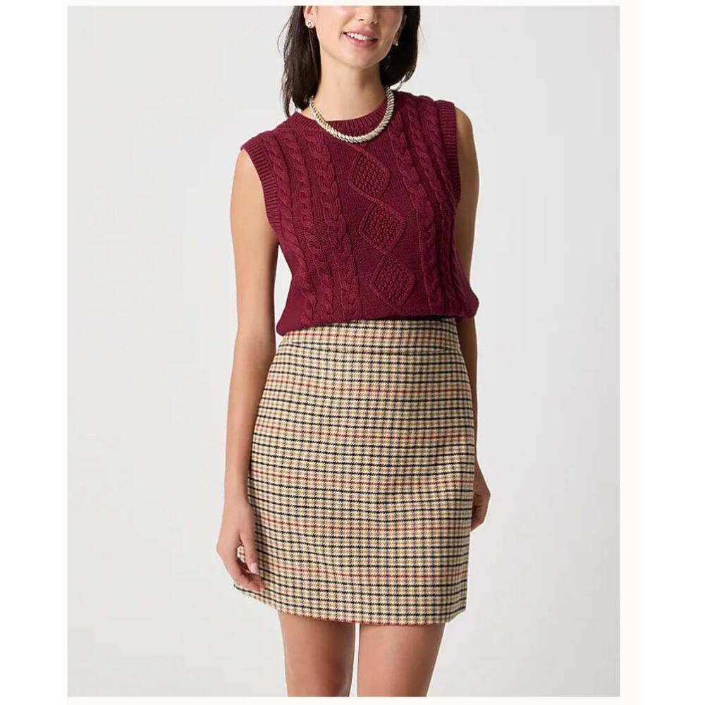 NWT J. Crew Factory Wool Blend Plaid Mini Skirt SZ 24